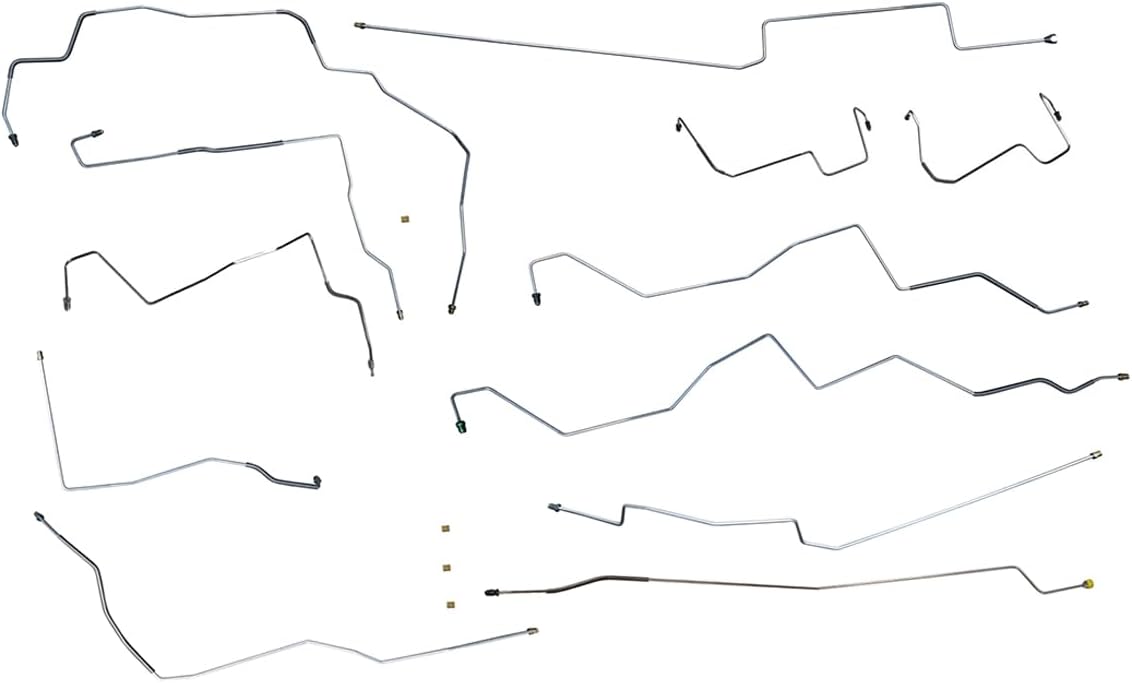 Inline Tube Compatible with 2002-06 Ford Lincoln Expedition Navigator 4WD Four-Wheel Disc Four-Wheel ABS Complete Brake Line Kit 14pc, Stainless