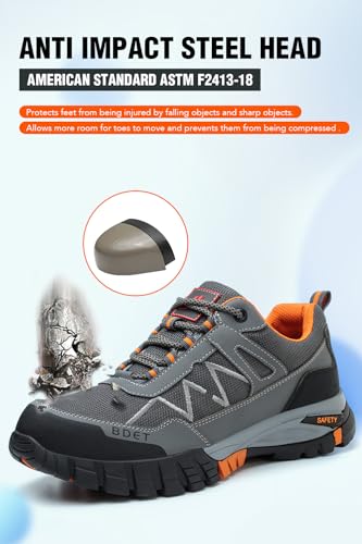 Image of Steel Toe Sneakers Comfortable Safety Shoes for Men Steel Toe Shoes for Women Slip On Construction Work Shoes