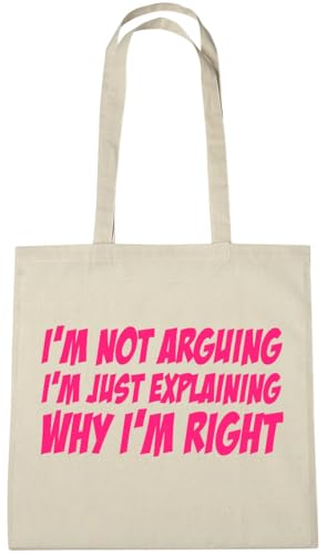 lolmugs I'm Not Arguing NEW 100% Cotton 38x42cm Tote Bag, Funny Secret Santa Gifts for Women Her Work Stocking Fillers for Wife Friends (Natural Tote (Pink))