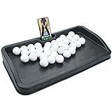 Heavy Duty Rubber Golf Ball Tray - with Cell Phone Holder Record Golf Swing - 100 Ball Capacity - High Impact Golf Tray Compatible with All Hitting Mats