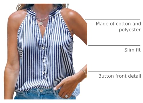 Image of CUPSHE Women's Striped V-Neck Tank Top Button Front Casual Sleeveless