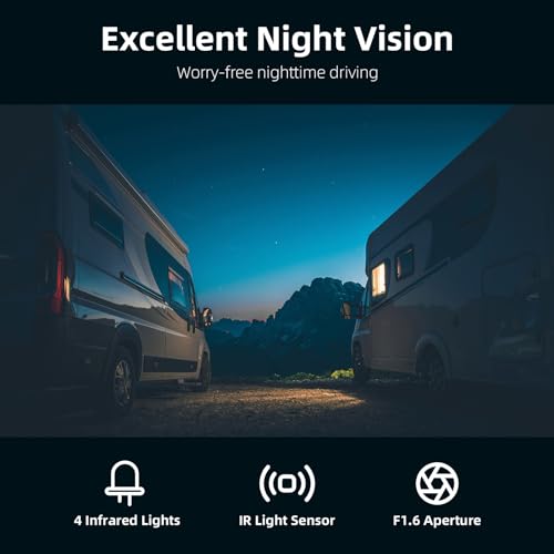Image of eRapta HD 1080p Backup Camera System Kit, 7-inch Reversing Monitor with Quad Split Recording IP69 Waterproof, Rear View Side View Cameras, Backup Camera for RV Truck /Trailer /Tractor /Box /Camper Y0202