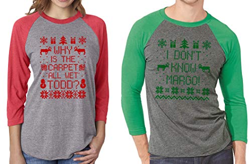 SignatureTshirts Mens and Womens Ugly Raglan Holiday Christmas Why is The Carpet All