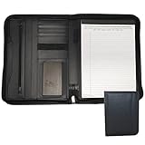 TANGIST Business Padfolio Folder with Zipper A4 Resume Folder with Pen Holder with Pockets Letter Si