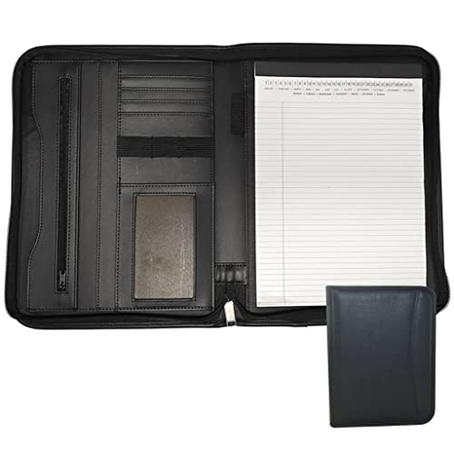 Tangist Business Padfolio Folder With Zipper A4 Resume Folder With Pen Holder With Pockets Letter Size A4 Writing Pad Notepad Padfolio For Men Women (Color : Black, Size : B) #TOP4