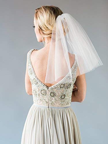 Aukmla Wedding Veil 1 Tier Short Bridal Veil Shoulder Length With Comb (15.74 Inches) #TOP2