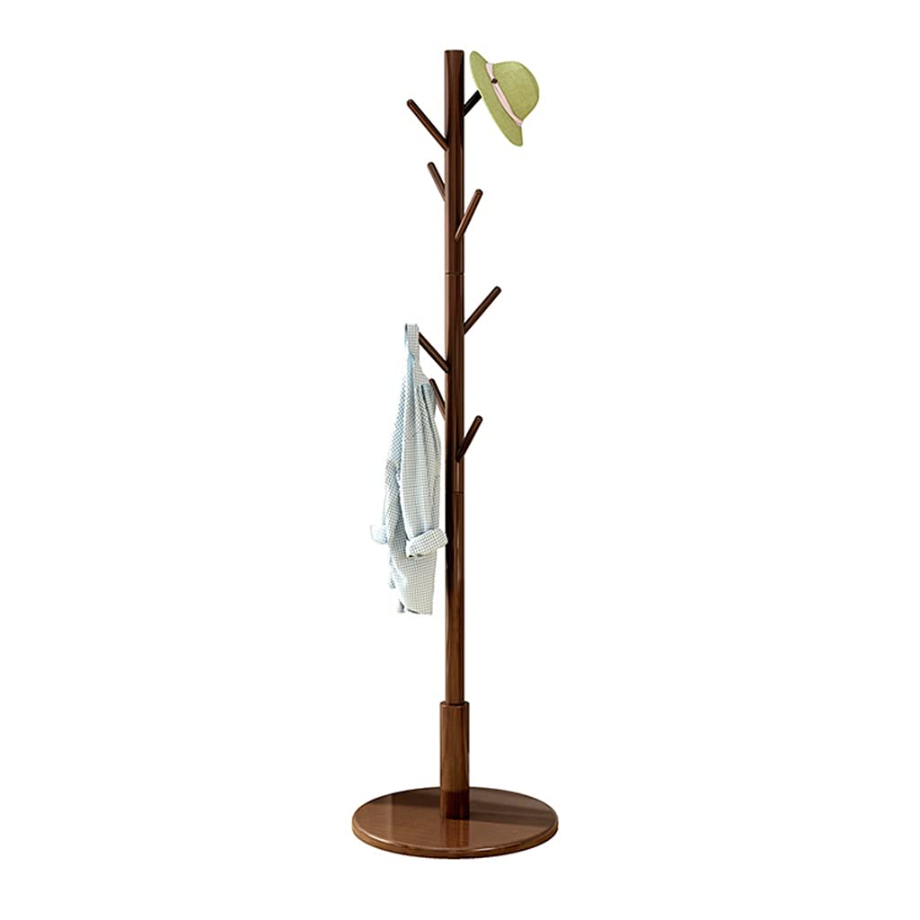 Garderobenständer aus Holz mit 8 Haken, einfache Montage, Stehgarderobe für Schlafzimmer, Wohnzimmer, Eingangsbereich, Rot, 40 x 176 cm