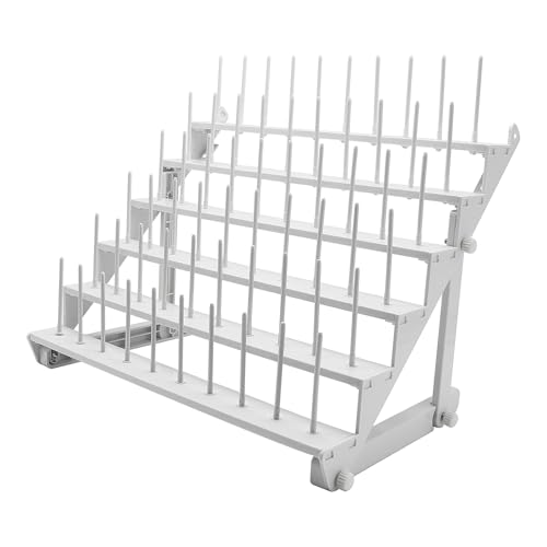 Image of Thread Rack with 60 Spools, Large Thread Stand with Long Pegs, Bright White Plastic Thread Holder for Embroidery, Thread Storage and Hair Braiding STS-60D