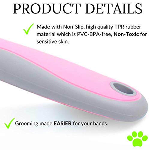 Furry 3dom Pet Premium Larger Grooming Tool, Dematting, Detangling Comb, Double Sided Undercoat Rake, Easy Remove Mats & Tangles. For Medium & Larger Dogs. Free bonus nail & claw clippers. Pink - Image 8