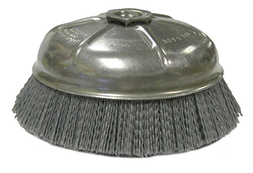 Image of Weiler 14506 6 inch Nylox Cup Brush, 0.040 inch /80 Grit Crimped Nylon Fill, 5 /8 inch-11 UNC Nut, Made in the USA