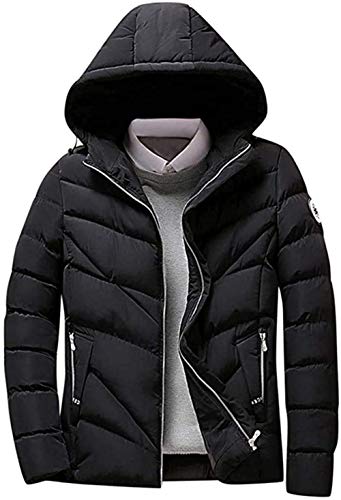 Men's Loose Fit Thermal Winter Water-Resistant Coat, Lightweight Packable Puffer Down Jacket with Hoodie Outwear