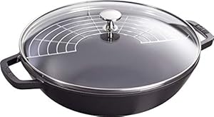 STAUB Wok żeliwny 30 cm z pokrywką
