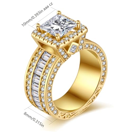 Couple Rings His Her Wedding Ring for Him and Her Matching Rings Yellow Gold Plated AAA CZ Ring2