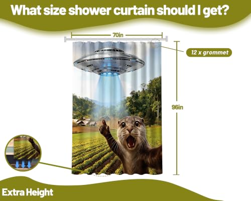 Image of Extra Long Shower Curtain 96 Inchs Extra Tall Funny Otter XL Cool Quirky Shower Curtains for Large Bathroom Decor Sets, Waterproof Cloth Fabric with Hooks, 70 x 96 Inch
