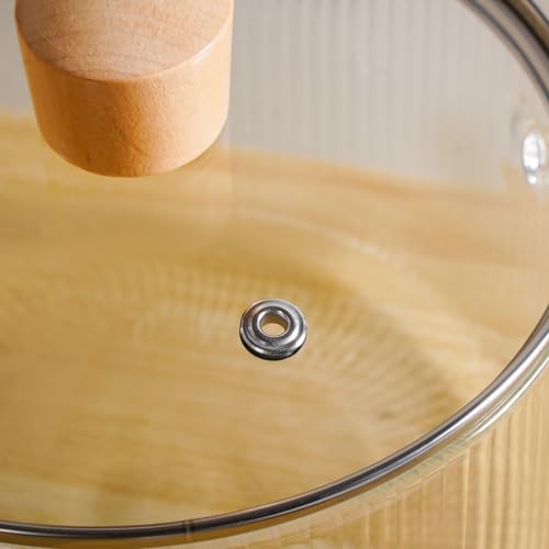 Image of Nestasia Borosilicate Glass Cooking Pot on Gas Stove (1800 ml) - Fluted Casserole with Air Vent Glass Lid | Microwave & Dishwasher Safe Durable Handi for Kitchen