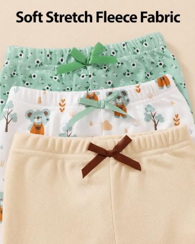 Image of Jecson Toddler Girl Leggings Baby Pants 3 Pack Stretchy Floral Clothes 1-4Y