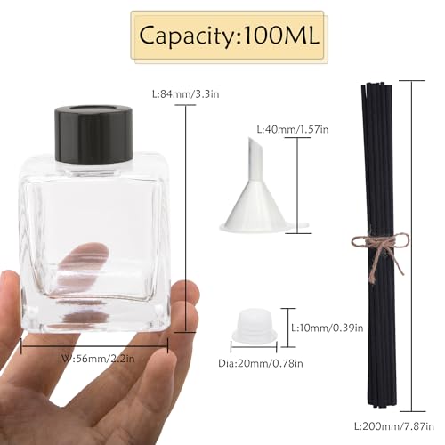 Botellas difusoras de vidrio cuadradas tarros difusores recargables con juncos 4