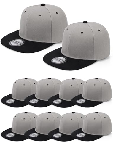Image of 10 Pack Blank Snapback Hats for Men Flat Brim Hats Baseball Caps Bulk