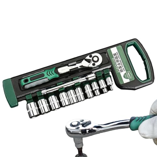 ラチェットソケットセット - 一二ピース駆動ラチェットソケットレンチセット,両方向対応ビット 自動車 トラック 家電 機械 自転車 家具 建設 技術者向け,家電、自動車、トラック、車両、バイク、家具、金属加工、建設、メカニック用