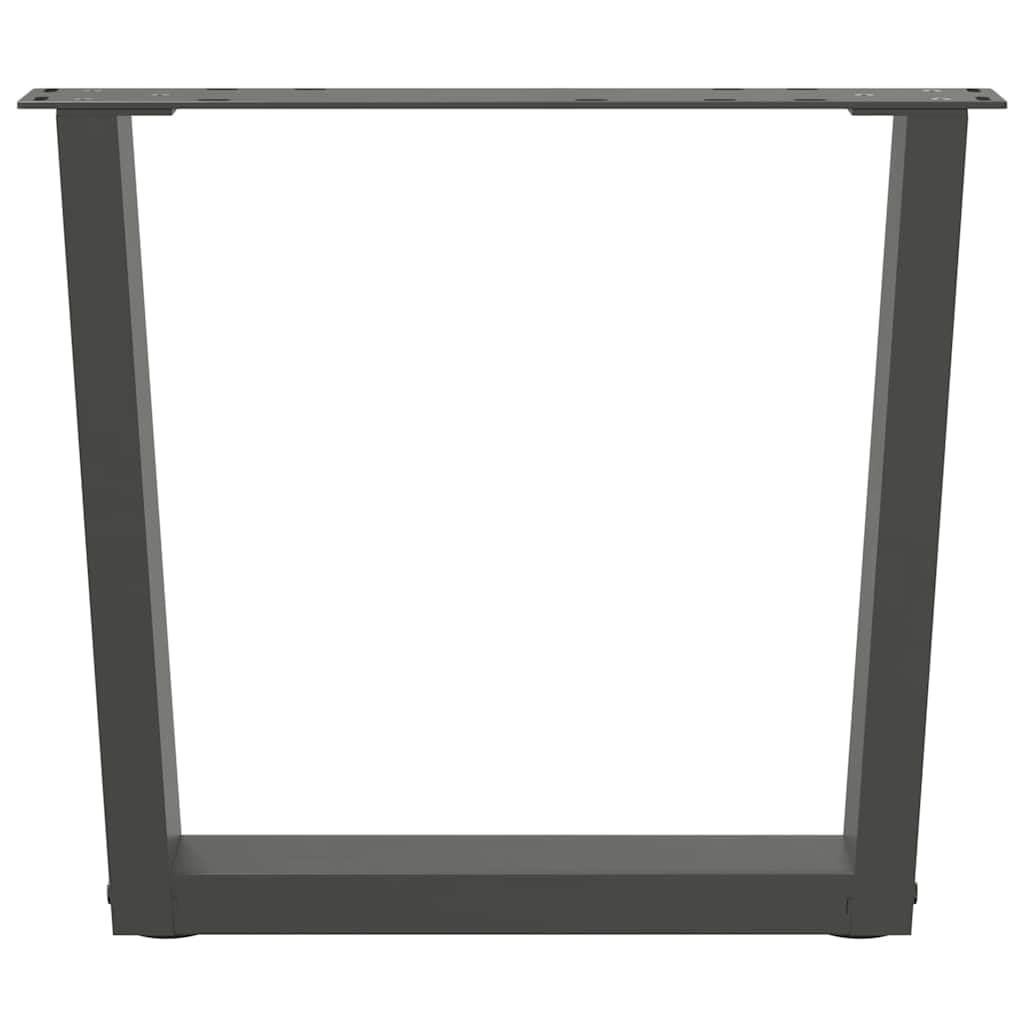 Nogi do stolika kawowego w kształcie litery V, 2 sztuki, kolor antracytowy, stal malowana proszkowo, 50 x (42 – 43,3) cm, z regulowanymi poziomami do stolika kawowego, stabilny montaż za