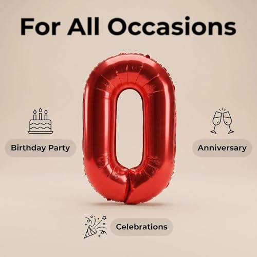 Image of YPSelected 32 Inch Large Foil Helium Number Balloon Birthday Wedding Party 0-9 (Red, 0)