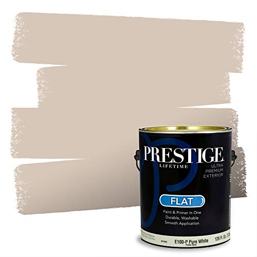 PRESTIGE Paints Exterior Paint and Primer In One, 1-Gallon, Flat, Comparable Match of Sherwin Williams* Simplify Beige*
