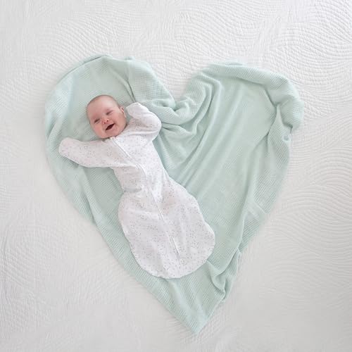 Image of Amazing Baby Cellular Blanket, Premium Cotton Knit, Ultra Soft, Breathable, Cozy Gift for Baby Boys and Girls, Favorite Toddler Blanket, 44 x 44 inches (112 x 112 cm), Soft SeaCrystal