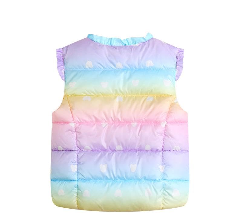 Kids Girls Puffer Vest Winter Lightweight Waistcoat Sleeveless Snap Button Jacket Gradient Purple 3 Years3
