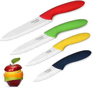Knendet Ceramic Knife Set,4 Piece Ultra Sharp Professional Kitchen Chef Knives with Stain Resistant,Knife Set Multi-Color Handles with Sheath Covers Used for Cooking Vegetable Fruit and Bread