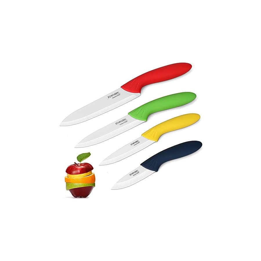 Knendet Ceramic Knife Set, 4 Piece Ultra -Sharp Professional Kitchen Chef Knives with Sheath Covers, Used for Cooking Vegetable Fruit and Bread