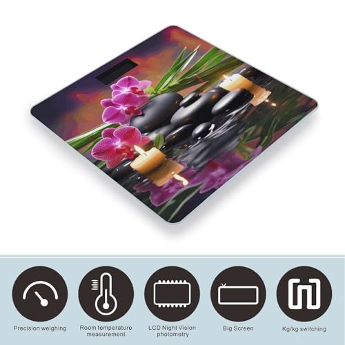 Báscula digital de baño con piedras de masaje y bambú miniatura 3