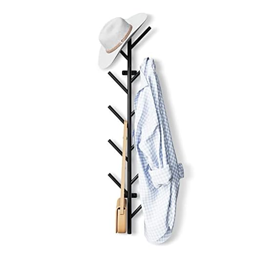 LOFTPLUS Perchero de Pared Vertical de Metal - 100 cm Negro Ganchos Para Abrigos con 11 Ganchos, Cabide de Parede Para Colgar Chaquetas, Abrigos, Sombreros, Bufandas y Bolsos