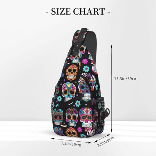 Bolso Bandolera Sugar Skull para Senderismo y Uso Diario miniatura 3