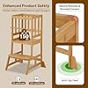 COSYLAND Toddler Standing Tower - Adjustable Height Toddler Kitchen Stool Helper - Kids Kitchen Step Stool for Learning with Removable Safety Railing Natural #3