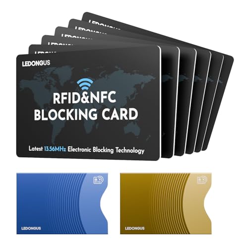 RFID Blocking Cards – 6 Pack with 2 RFID Sleeves | Anti-Theft Contactless NFC Protection for Debit Credit Cards & Wallet | Slim & Durable Perfectly fits in Wallet | Black