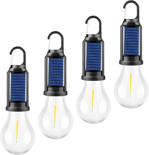 Rechargeable Solar Camping Lights, Portable Camping Lantern - 3 Mode LED Tent Light with Clip Hook, Waterproof Outdoor Hanging Bulb for Camping, Hiking, Emergencies & Holiday Decor (8pcs)