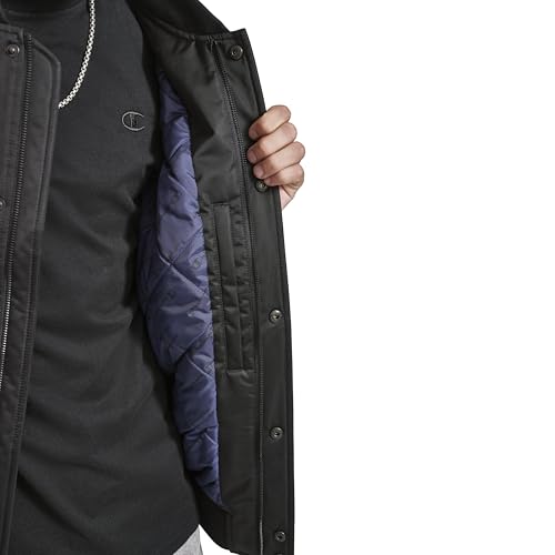 Image of Champion Men's Logo Striped-trim Varsity Jacket