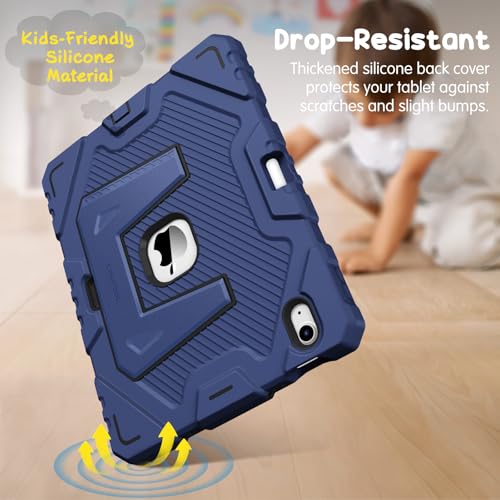 Image of Fintie Kids Friendly Case for iPad (A16) 11th Generation 11 Inch (2025), iPad 10th Generation 10.9 Inch (2022), Fully-Body Rugged Heavy Duty Shockproof Protective Case with Kickstand, Navy Blue