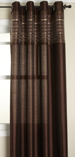 Stylemaster Fiesta Faux Silk Grommet Panel with Sequin Organza Espresso, 56-Inch by 84-Inch