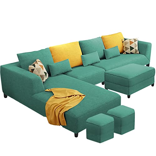 Image of Galib LHS 8 Seater L Shape Sofa Set for Living Room (Turquise Fabric)