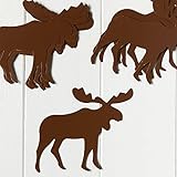 Set of 12 Rustic Painted Tin Moose Cutouts SIZE: 4" W x 4" H Painted to give a rustic look.