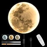 Skylumate QIYIMEILUX Large Moon Wall Sconce Plug in Modern LED Dimmable Wall Light with Remote Control 23.6 inch 31W Black Wall Lamp Indoor Wall Mounted Lighting Ceiling Light for Living Room Bedroom