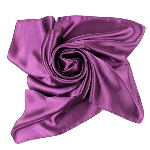 JK Home Faux Soie Écharpe Carrée Foulard Cheveux Bandanas 90x90cm Coiffure Accessoires pour Femme Sport Mariage Anniversaire Plage Violet
