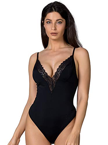 LAIZI Women's Sexy One Piece Tank Top Bodysuit Sleeveless Backless Leotard Playsuit Clubwear (Black40, L)