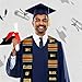 Bokon 2 Pcs 2026 Kente Graduation Stole Set Magic Black Women Graduation Matter Stole Black African American Sash with Single Kente Honor Cord for Adult College Unisex Grads Celebrate