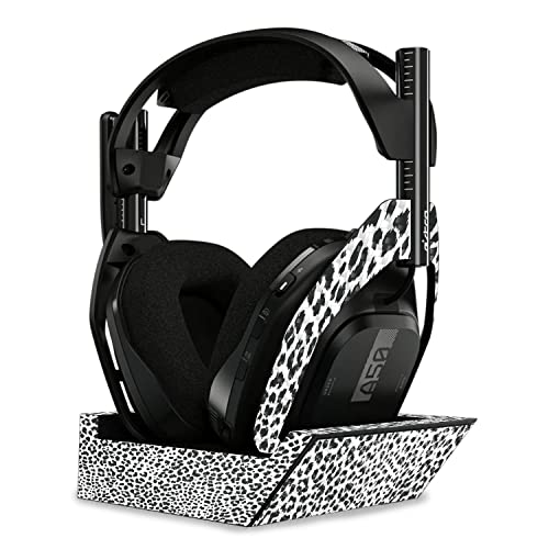 Image of MightySkins Carbon Fiber Skin Compatible with Astro A50 Wireless Headphones + Base Station (Gen 4) - Snow Leopard Print | Protective, Durable Textured Carbon Fiber Finish | Easy to Apply