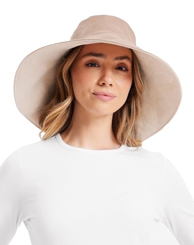 Solbari Ultra Wide Cotton Linen Hat - UPF50+ Packable UV Sun Protection Hat with Large Brim and Detachable Strap (US, Alpha, Small, Medium, Desertsand/Beige)
