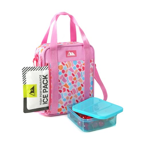 Image of Arctic Zone Urban Lunch Box Combo for Kids with Gel Ice Pack and Sandwich Container, Insulated Bag for Travel Lunch with Adjustable Strap, Tutti Frutti