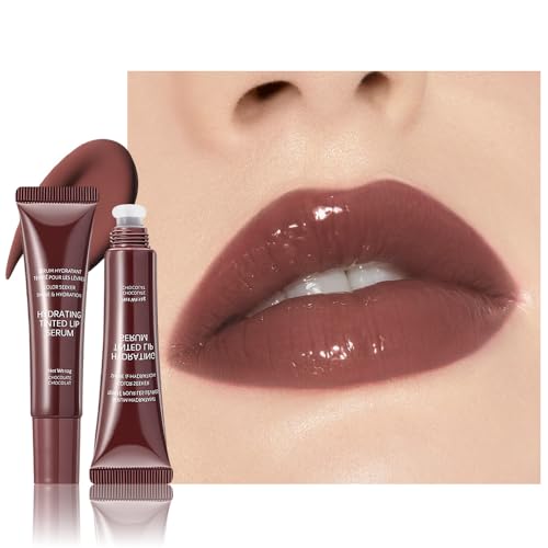 Image of FeiCuiYun Lip Tinted Glowy Balm Hydrating Tinted Lip Serum Lip Gloss, Ultra-Hydrating Natural Vegan Lip Balm, Sheer-Tinted Shine & Hydration, Soothes & Softens Dry Lips Skincare (Dark Brown)
