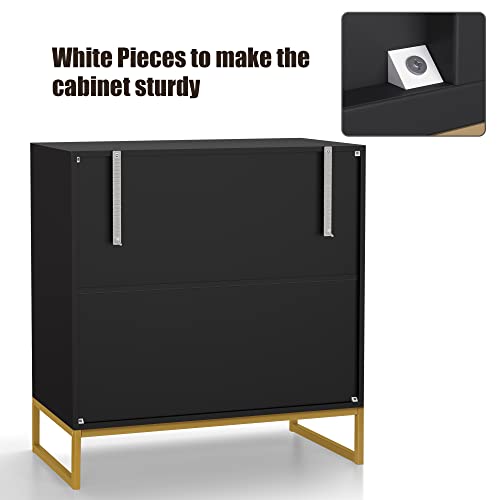 Anmytek Rattan Cabinet, Storage Cabinet With Doors And Open Shelf Sideboard Buffet Cabinet For Dining Room Living Room Hallway Black H0068 #TOP4